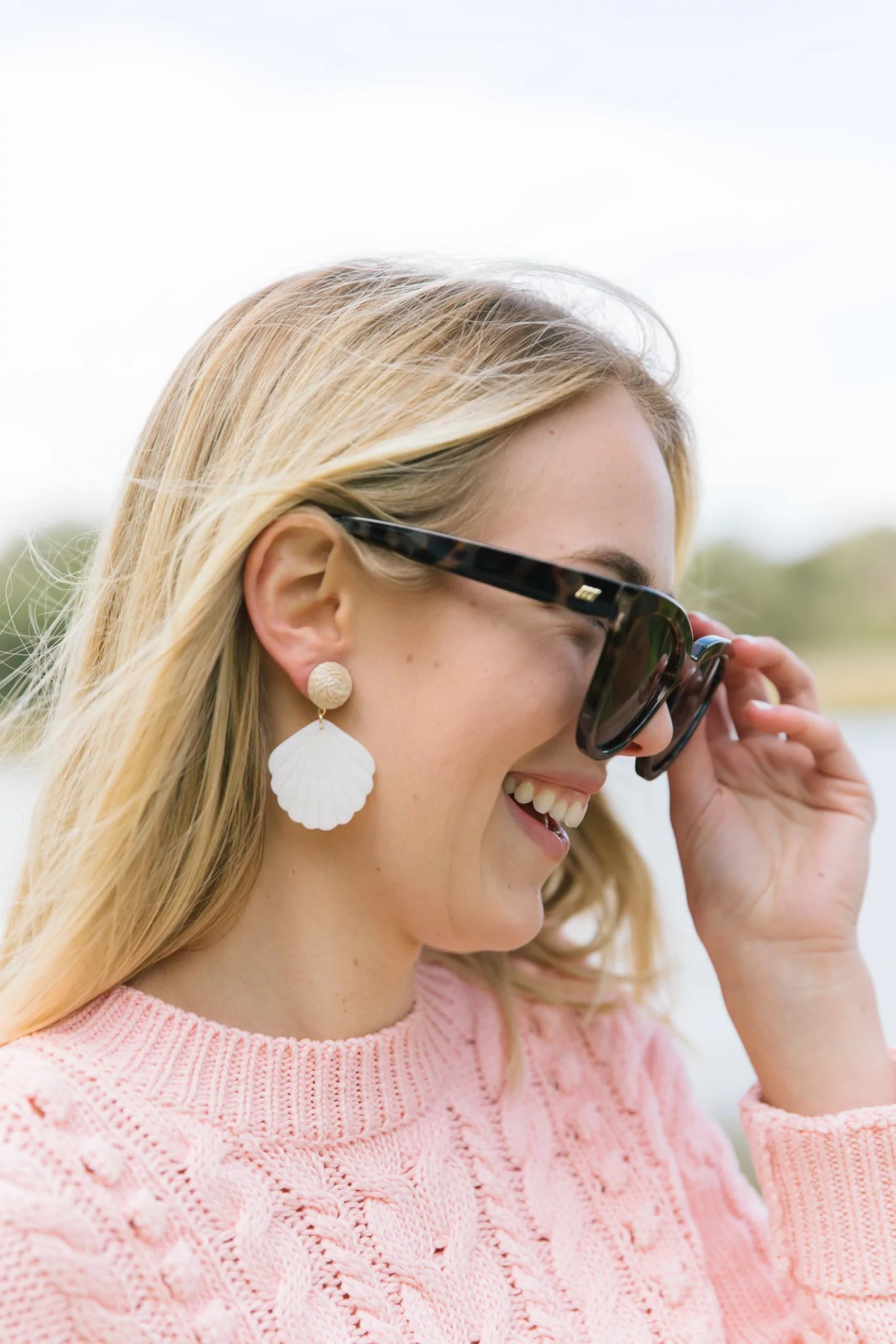 M. Donohue Grace Shell Earring - White