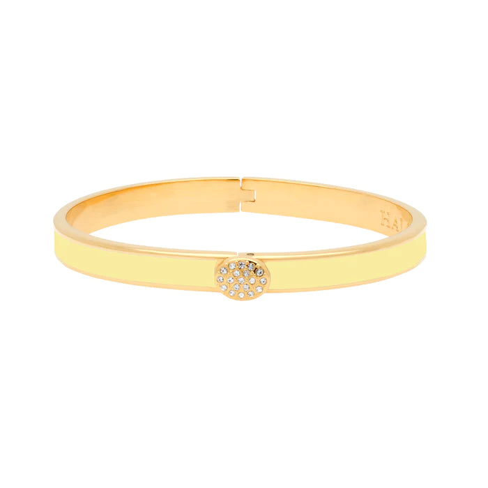 Halcyon Skinny Pave Button Meadow & Gold Bangle - (Meadow or Buttercup)