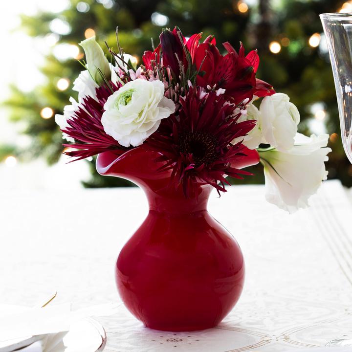 Hibiscus Glass Bud Vase - Red