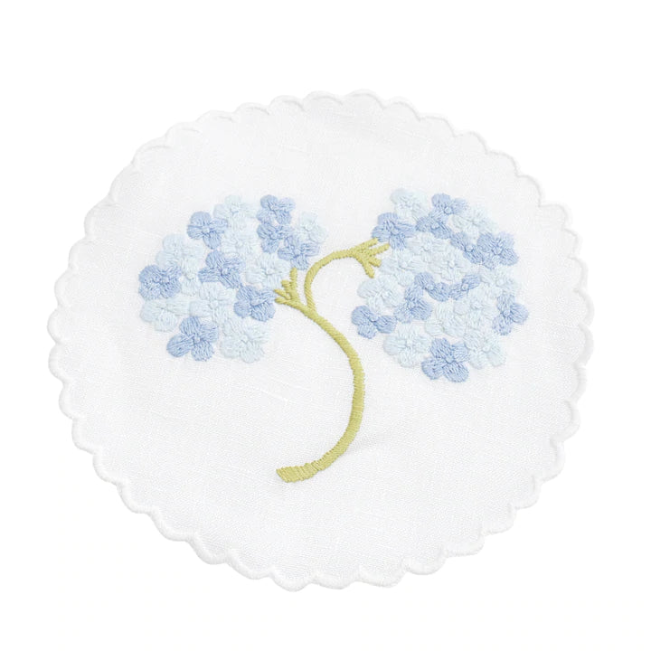 Hydrangea Linen Coaster Set - (blue or pink)