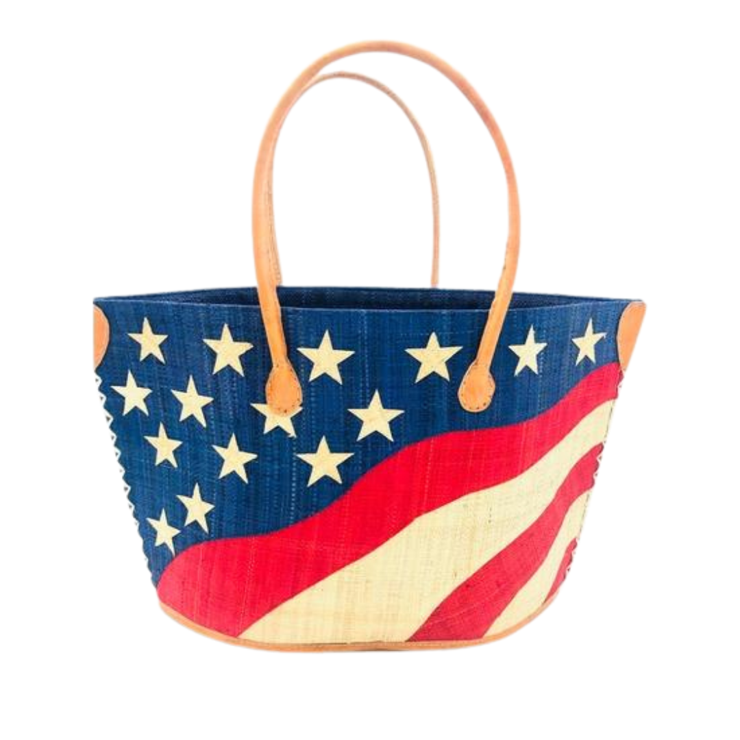 American Flag Tote Basket Bag