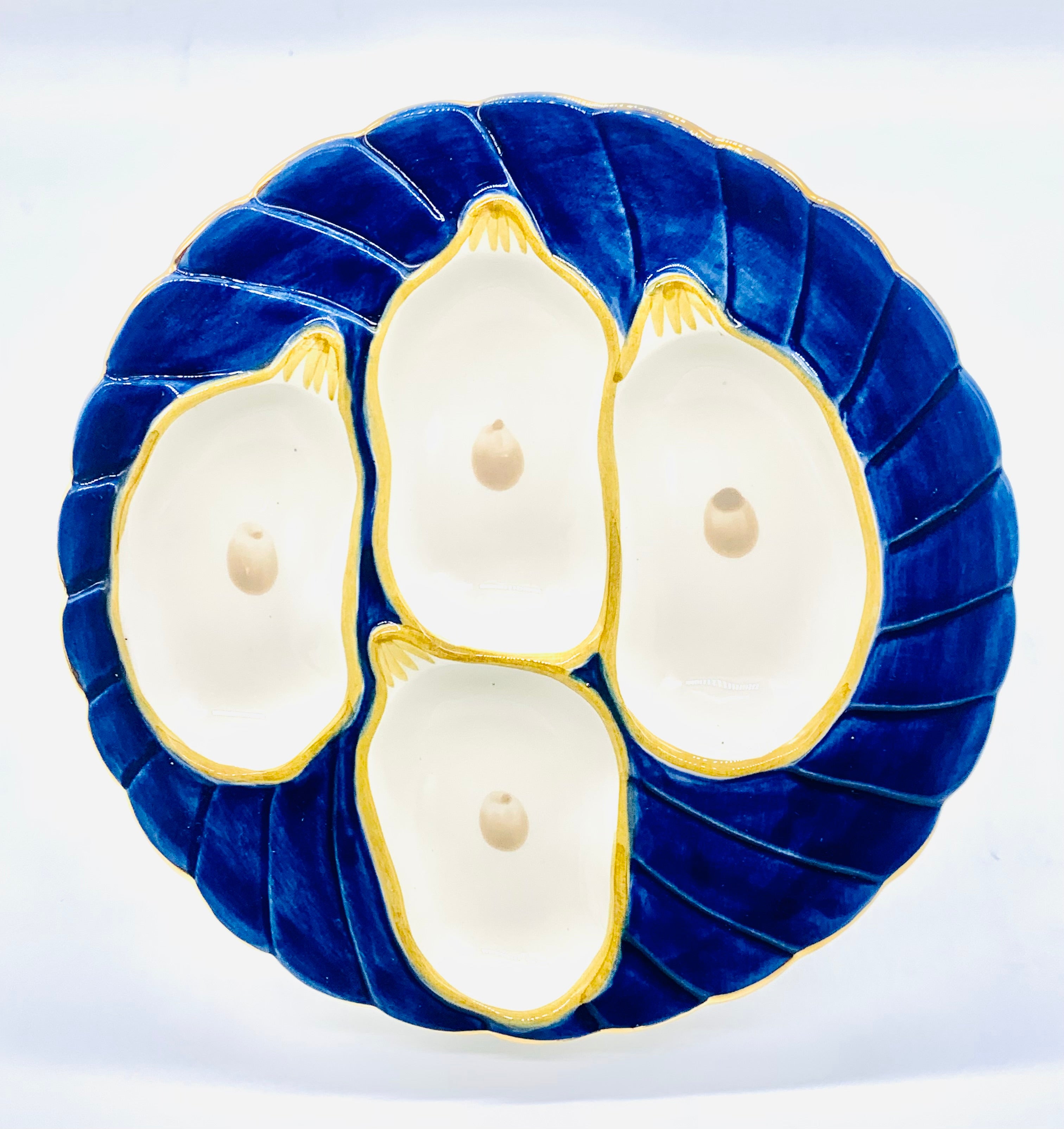 Oyster Plate with Gold Trim - (four colors)