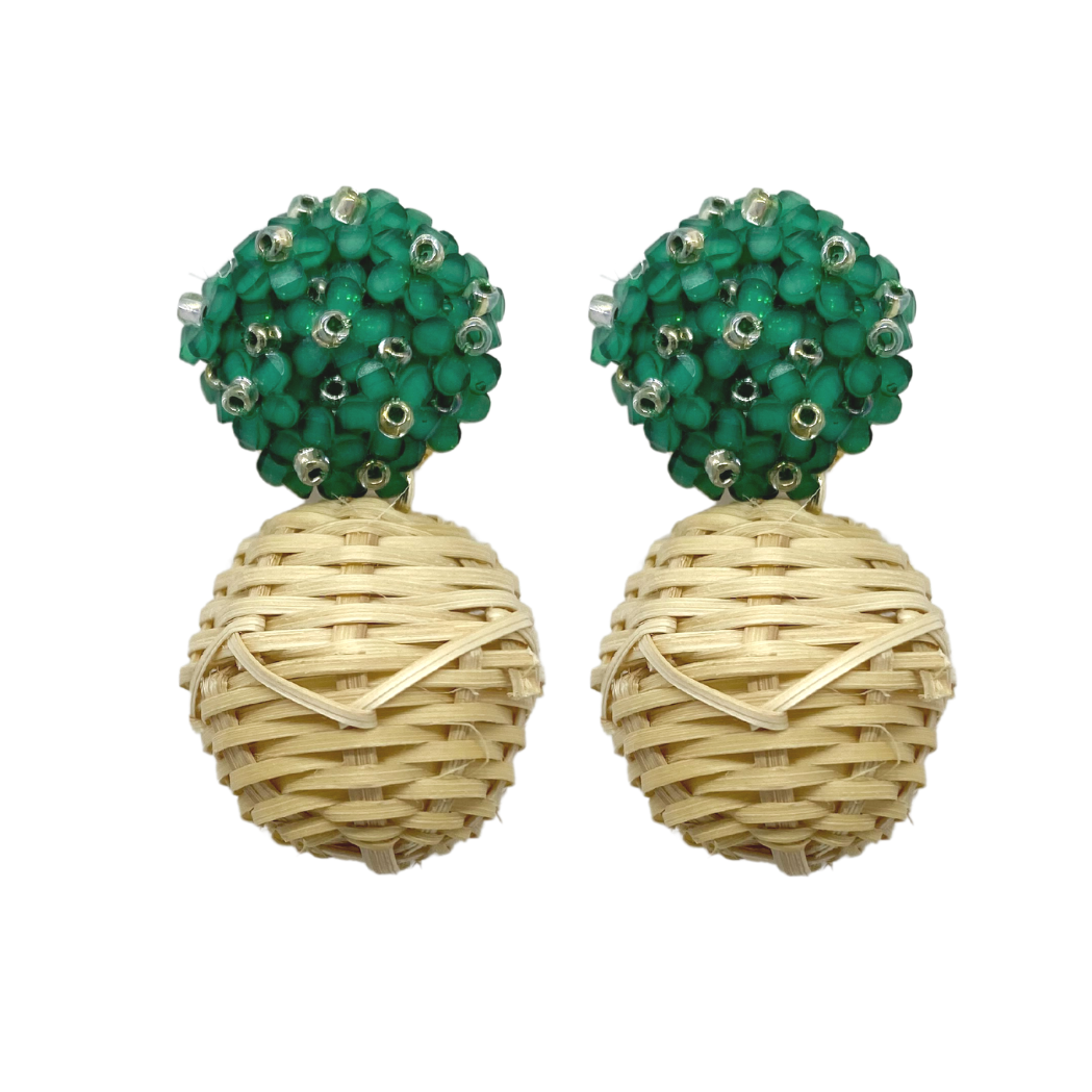 M. Donohue Liz Rattan Ball  Earrings (four colors)