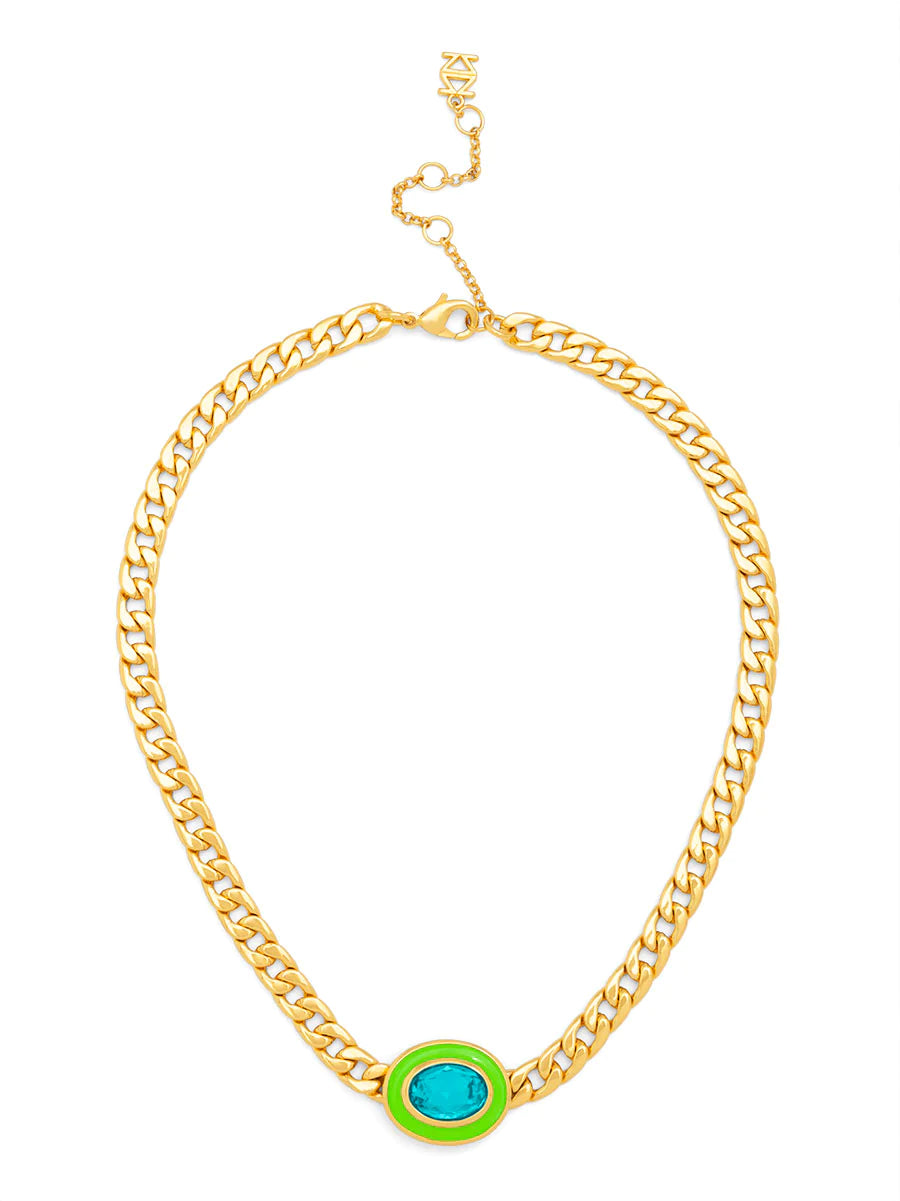Enamel and Crystal Charm Collar Necklace - (four colors)