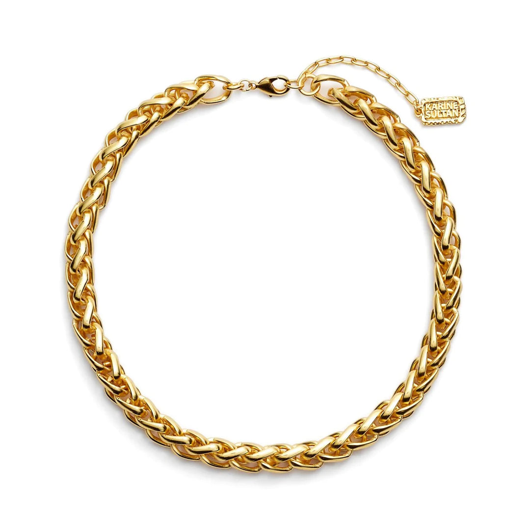 Braided Link Short Chain Necklace - Gold