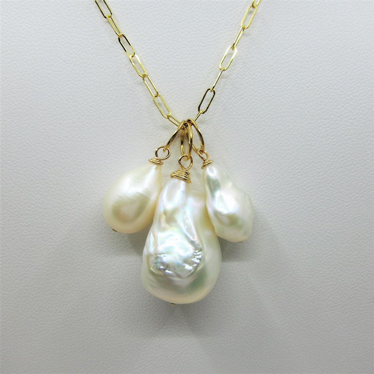 J. Mills Paperclip Chain with 3 Pearls