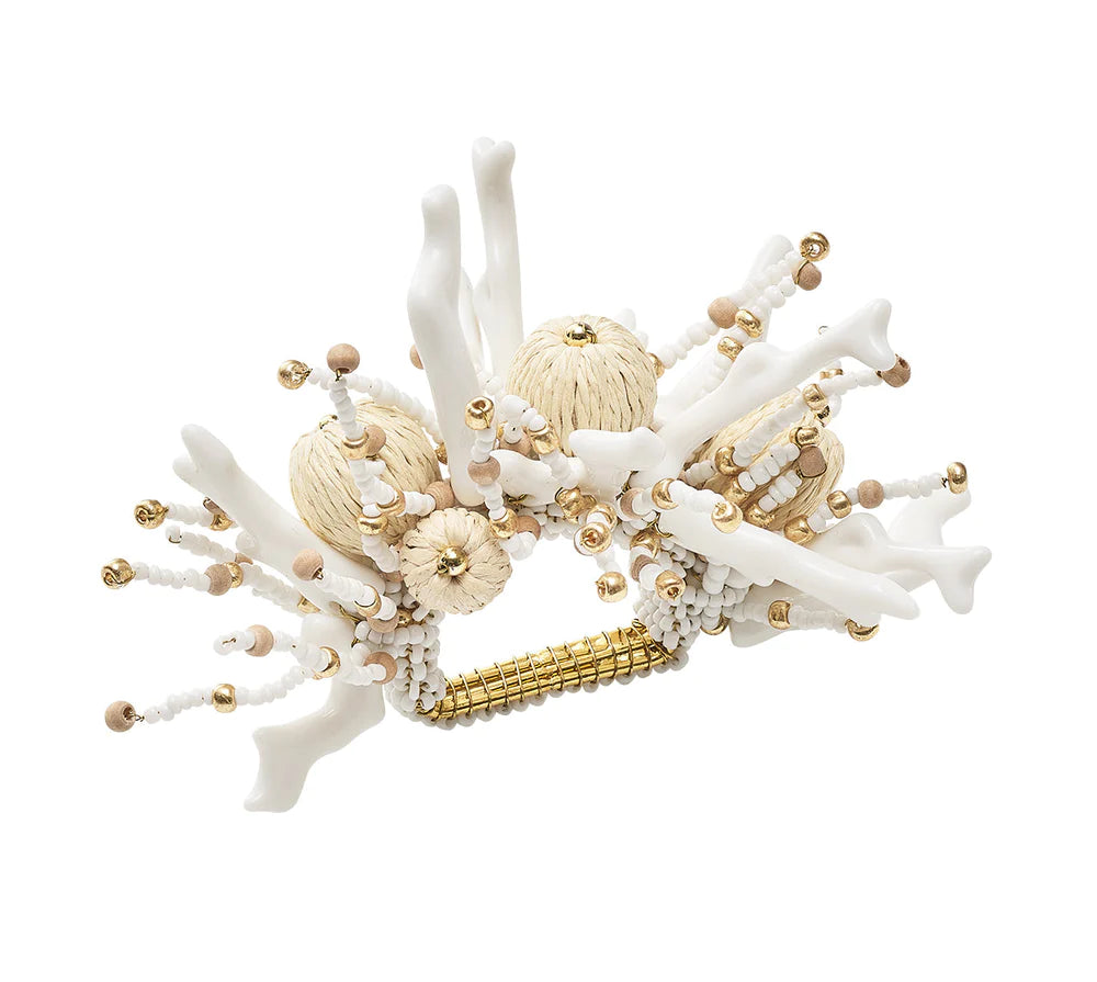 Coral Spray Napkin Ring - White & Natural