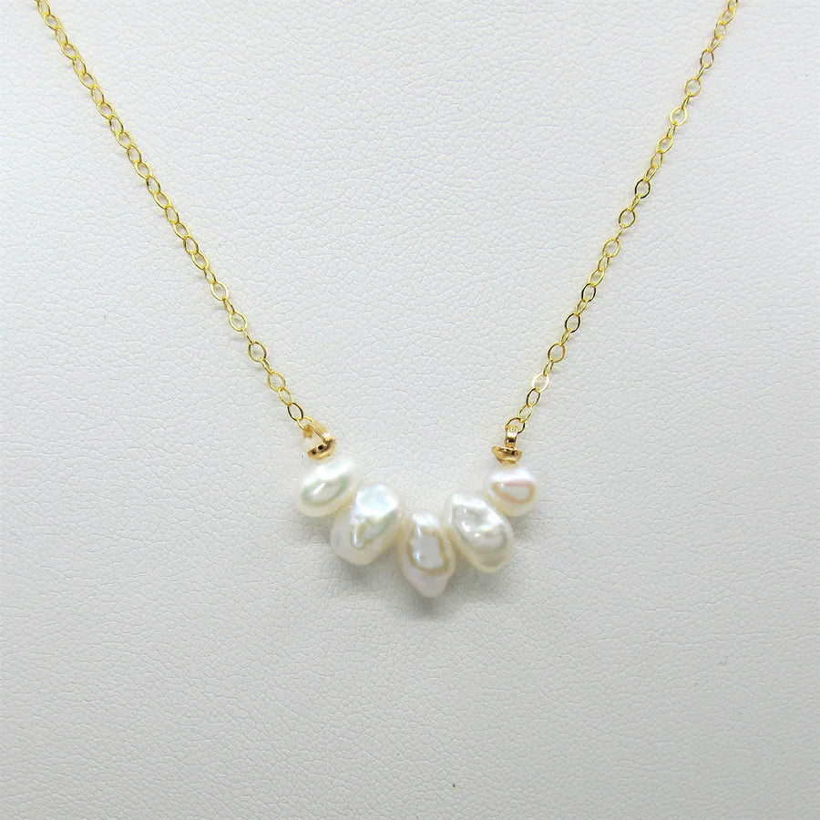J. Mills Mini Keishi Pearl Gemstone Cluster Necklace