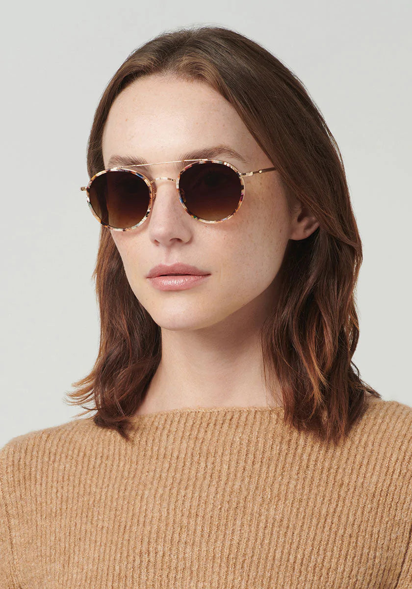 Krewe Porter Sunglasses - 18k Titanium + Capri + Petal