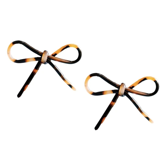 Tortoise Bows Earrings - (brown or blonde)