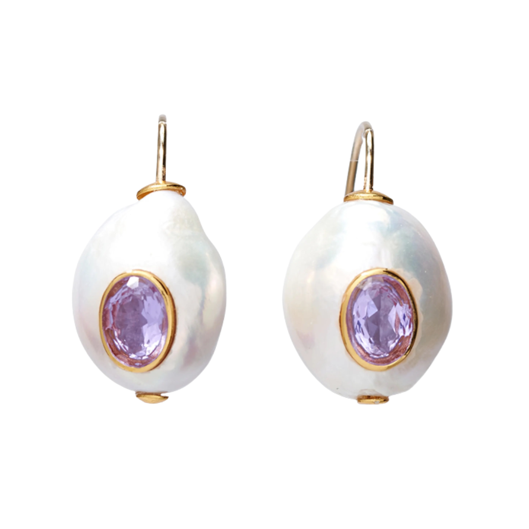 Lizzie Fortunato Pearl Pablo Earrings in Pink Amethyst