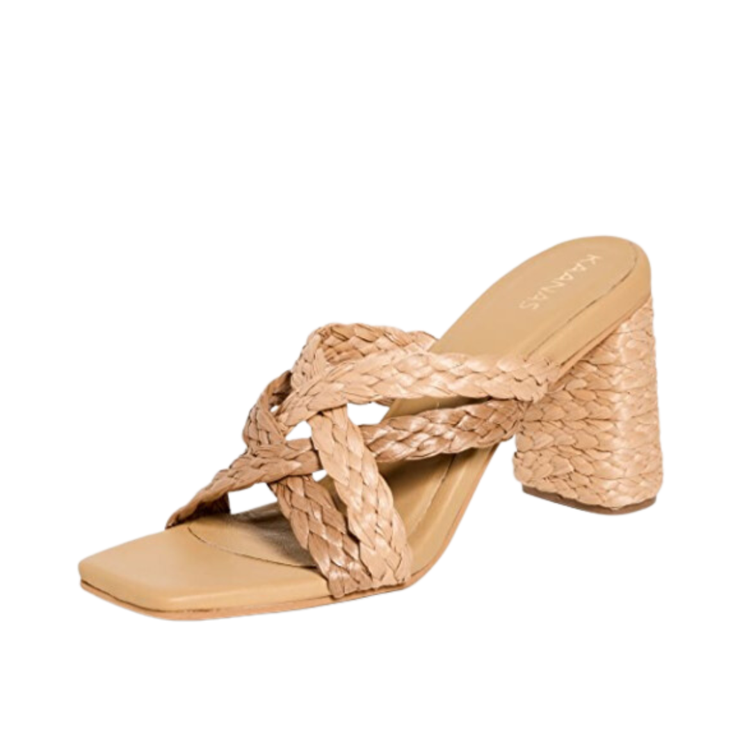 Kaanas Colima Criss-Cross Raffia Heel Sandals