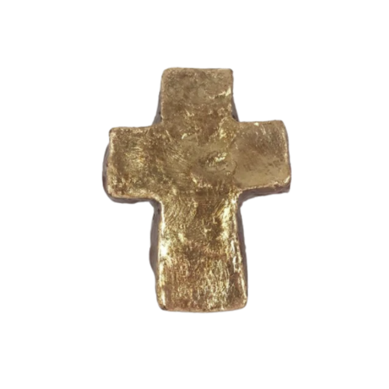 Handmade 4.5" Cross Paperweight (gold or silver)