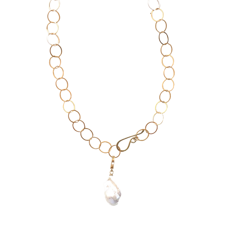 J. Mills Hand Forged Baroque Pearl Necklace