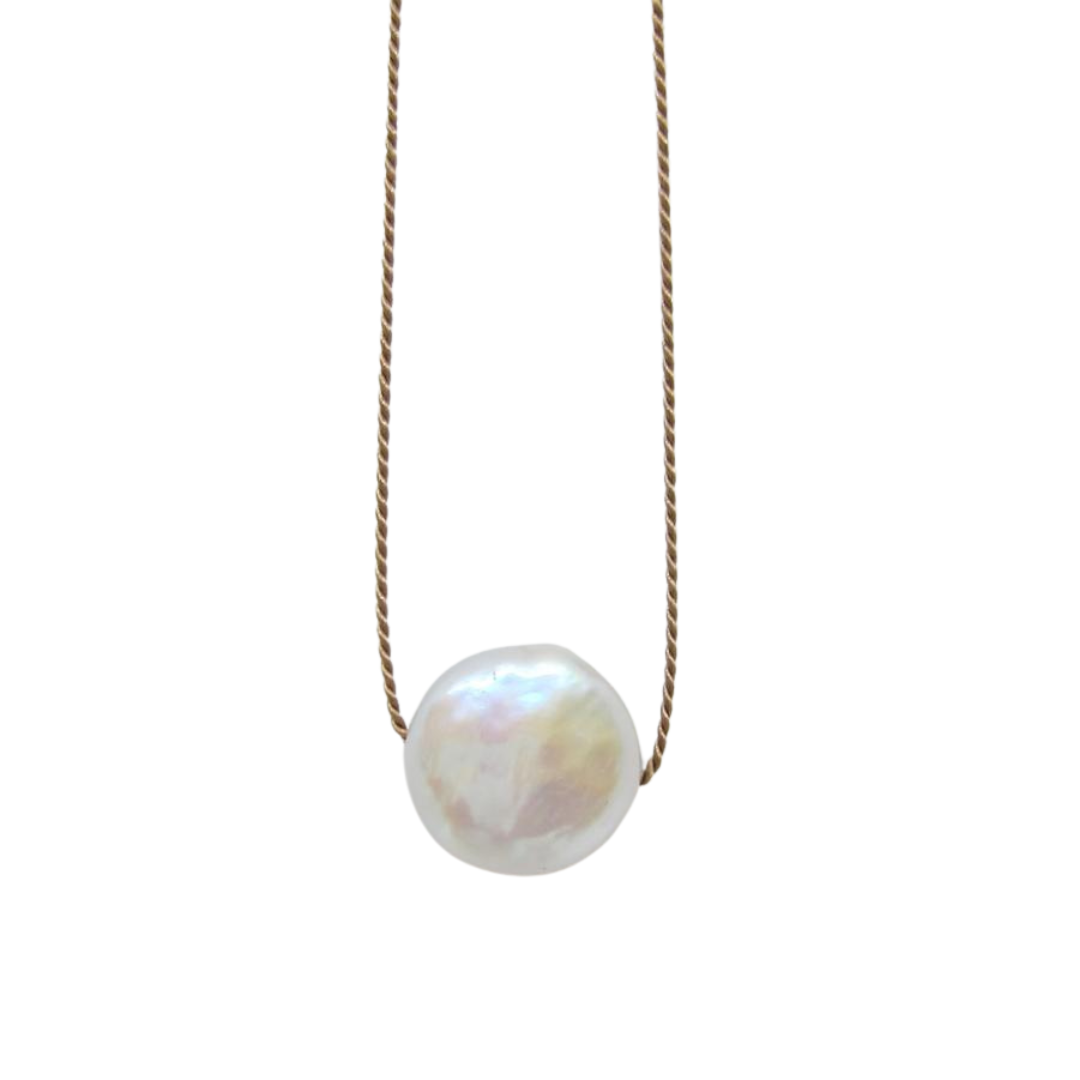 J. Mills Coin Pearl Necklace on Silk Cord