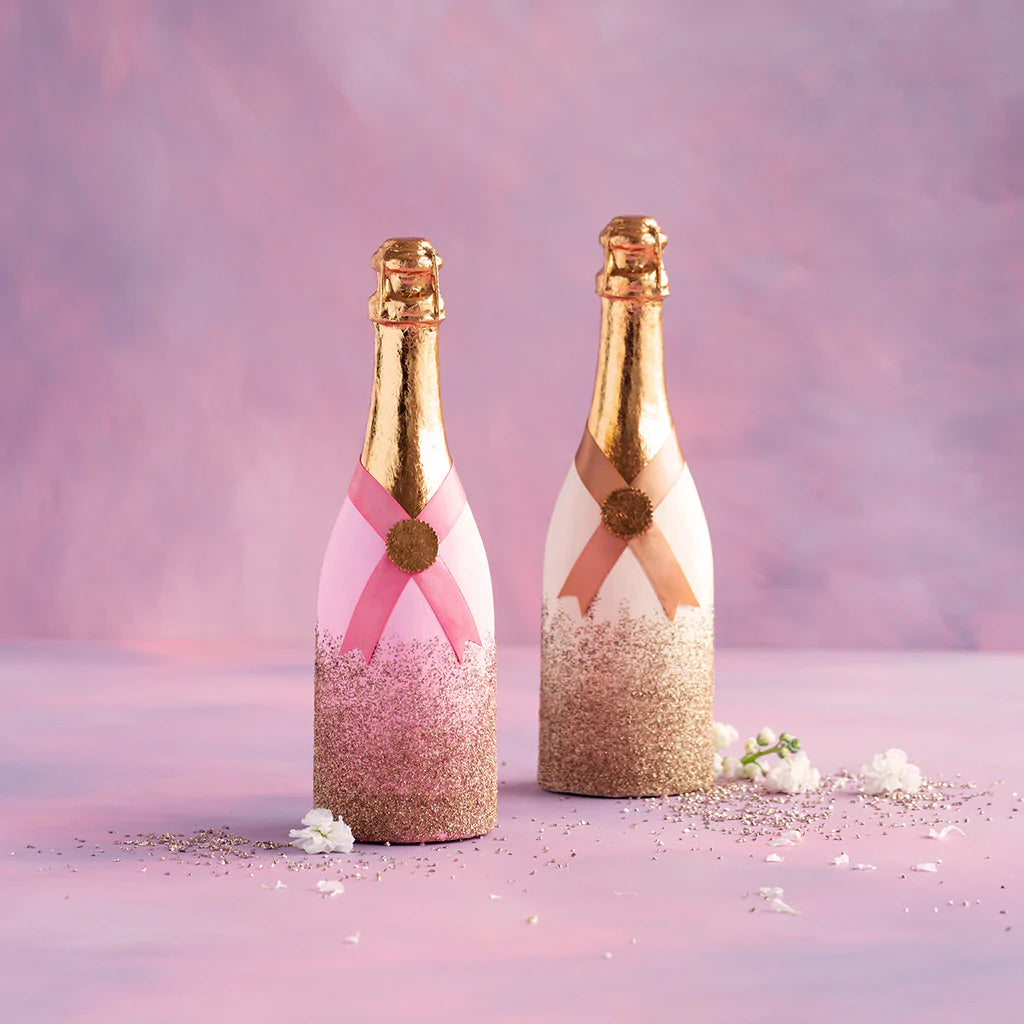 Papier-mâché Champagne Bottle - (gold or pink)