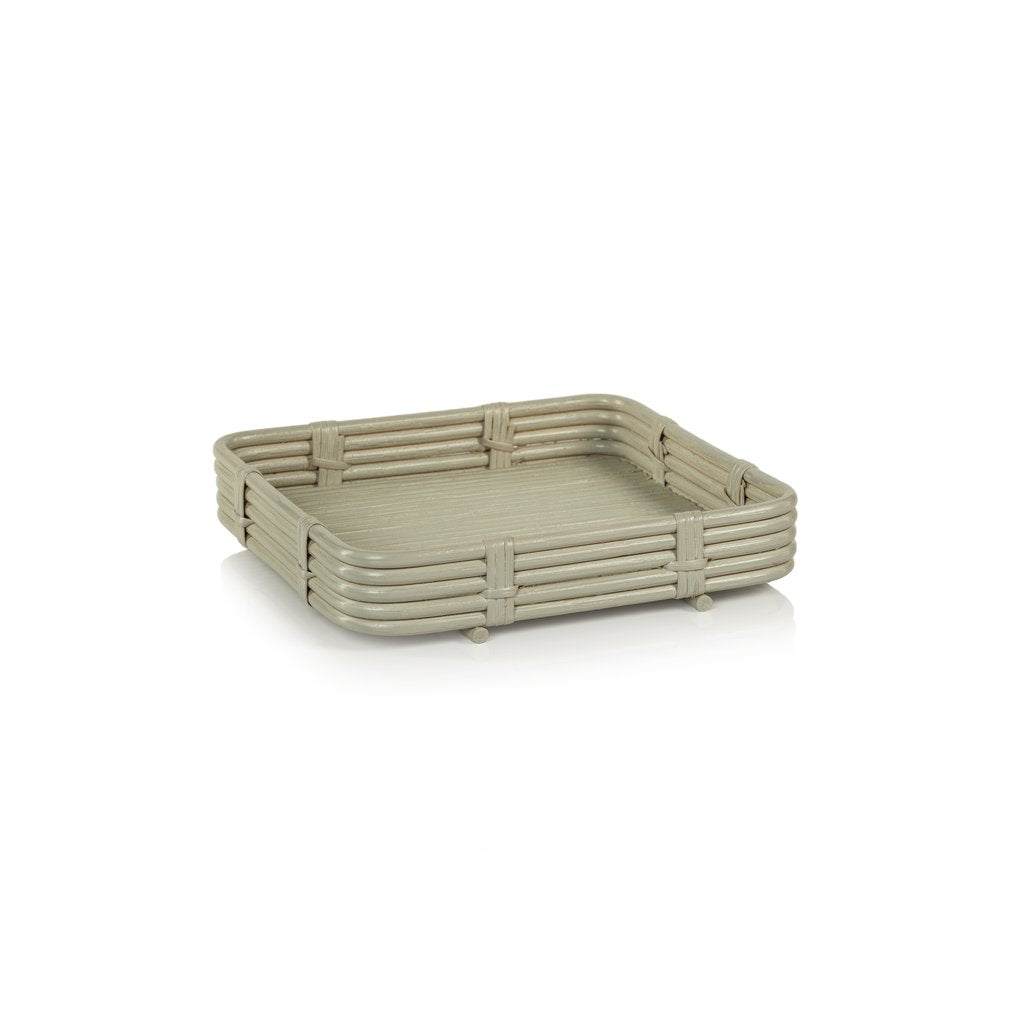Rattan Serving Tray in Grey