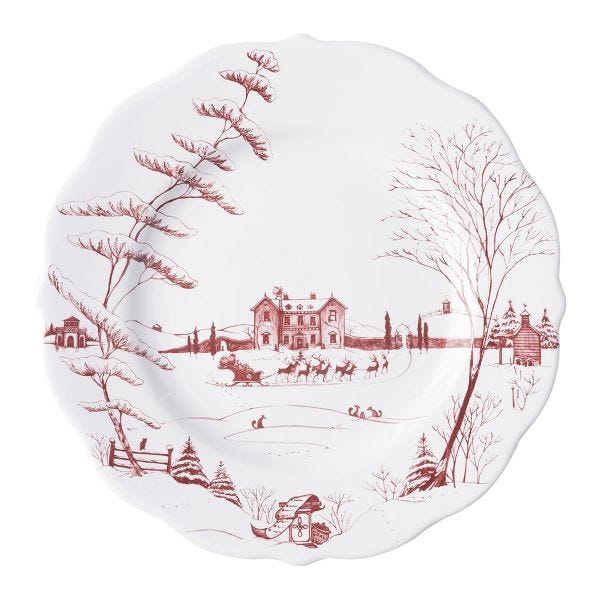 Juliska Country Estate Winter Frolic Dinner Plate | Ruby Red