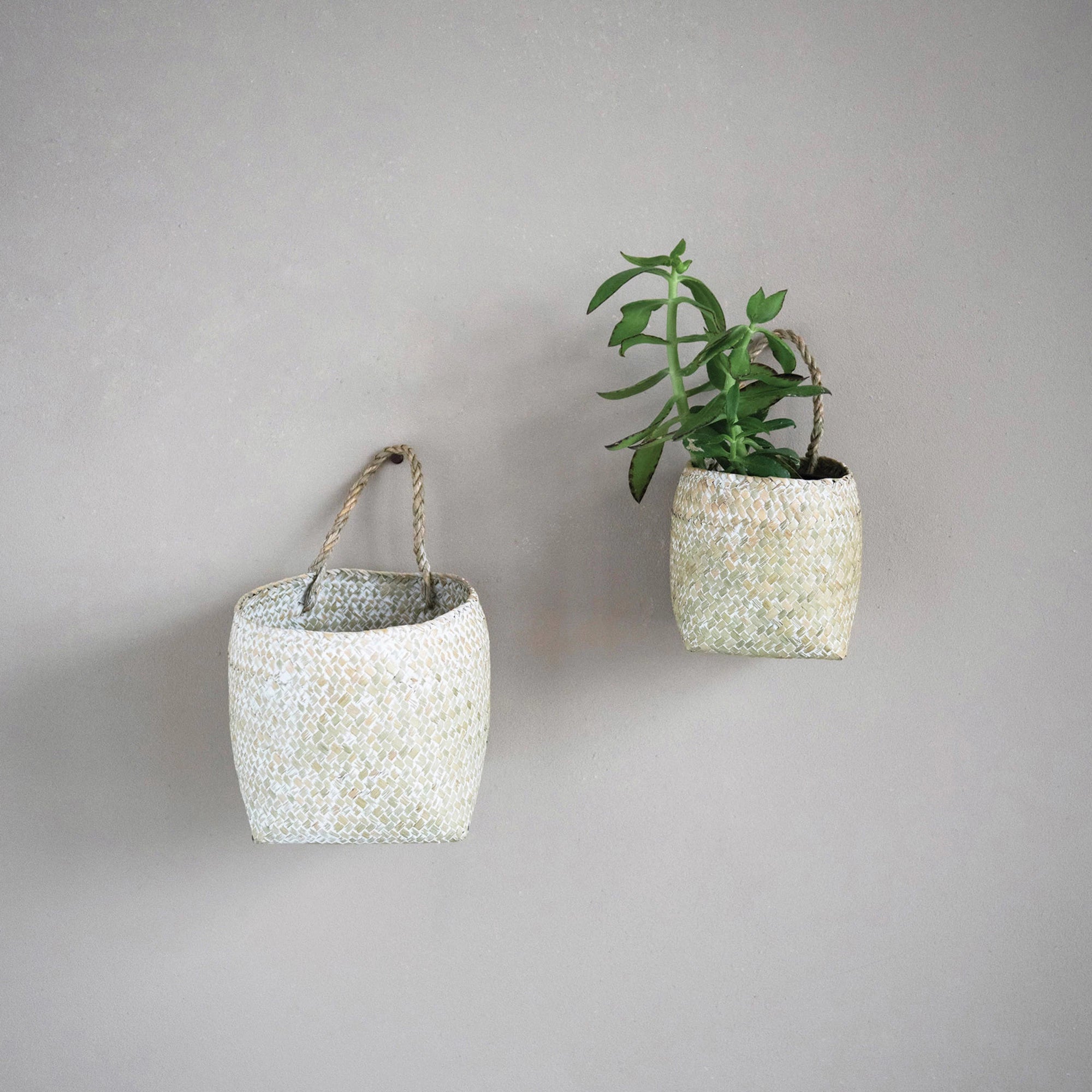 Hand-Woven Wall Baskets with Handles - (small or large)