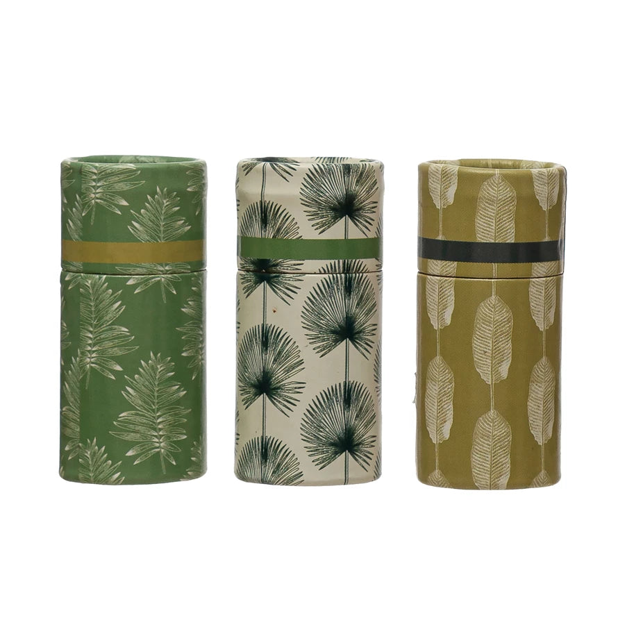 Safety Matches in Tube Matchbox with Leaves Print - (3 styles)