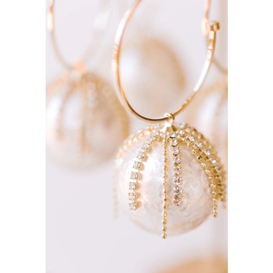 Diamond Fringe Pearl Hoops