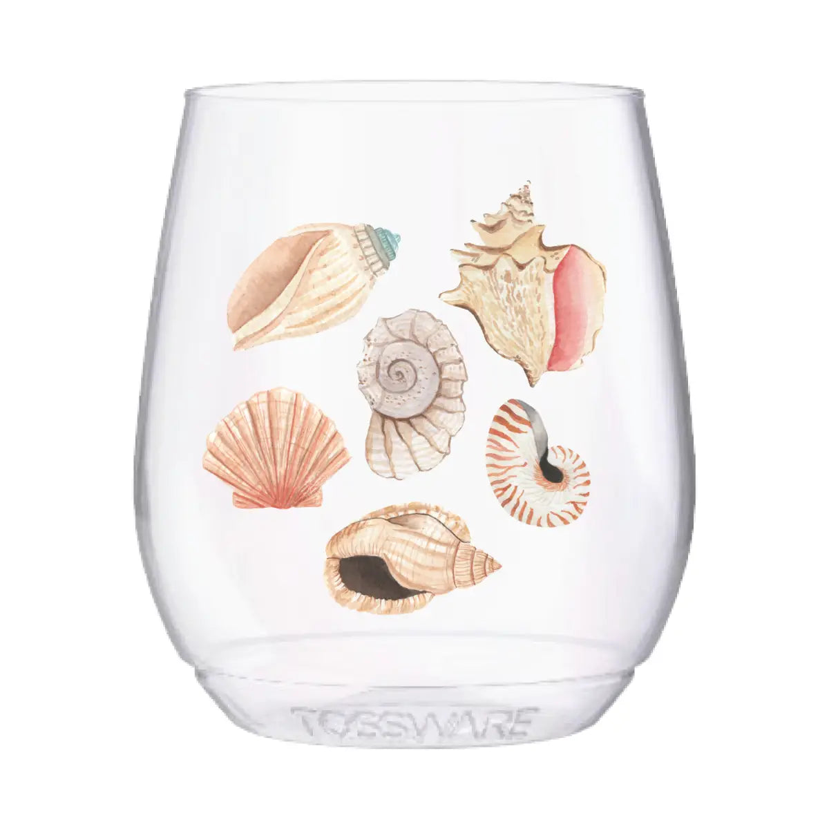 Seashells Nautical 14oz Stemless Wine Glass Tossware - Set of 4