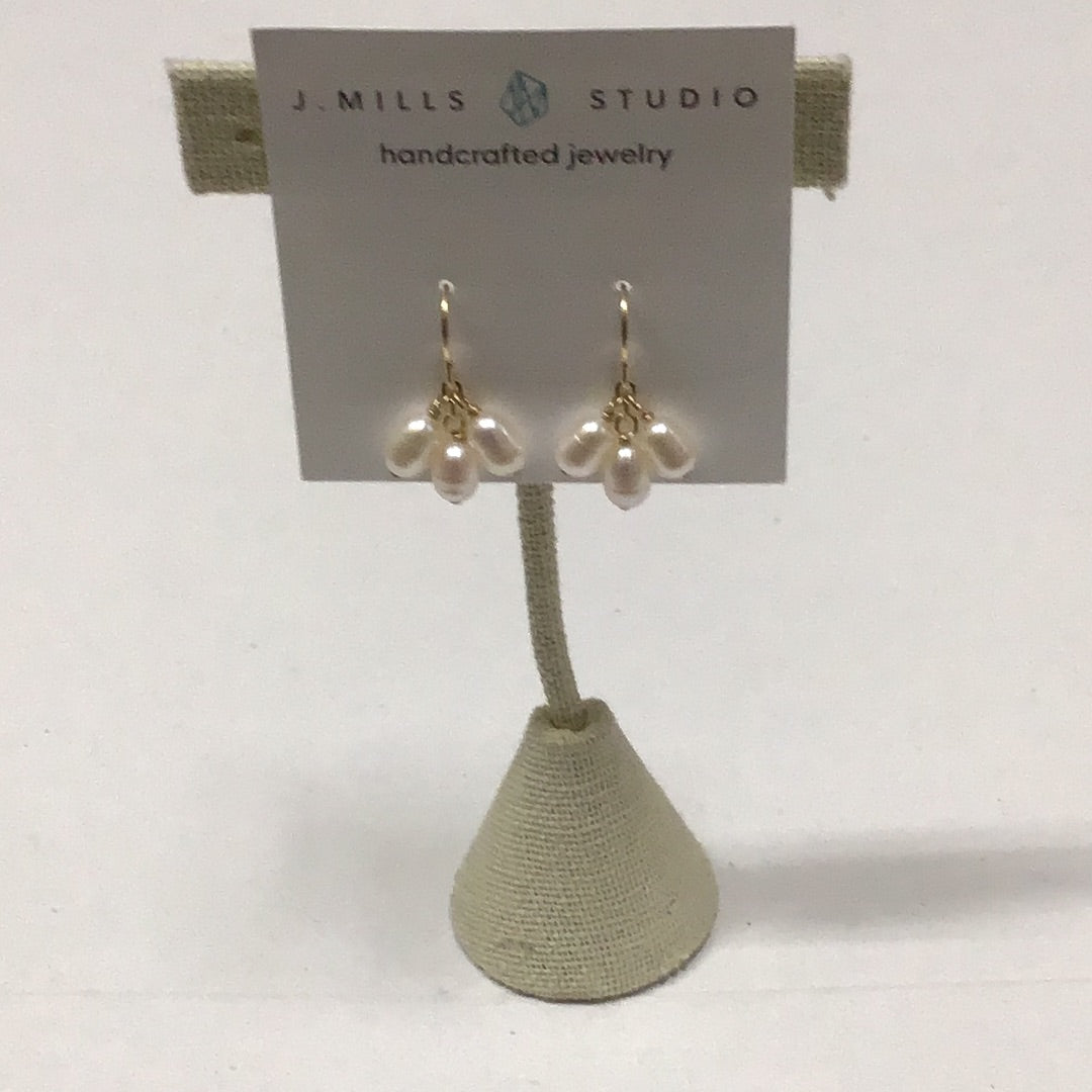 J. Mills Rice Pearls On Wire Earrings