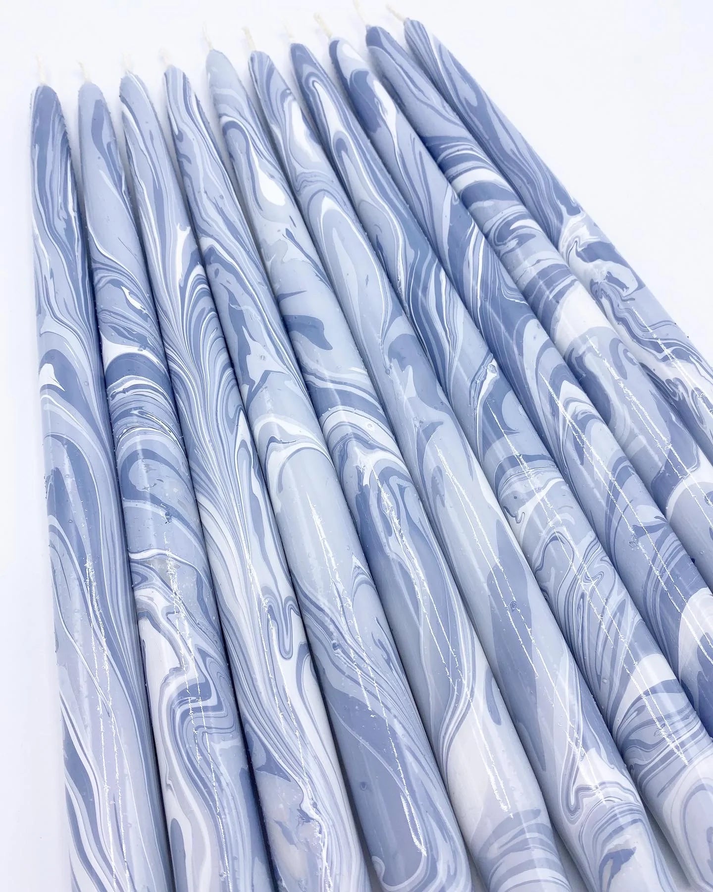 12" Marbled Taper Candle - (multiple colors)